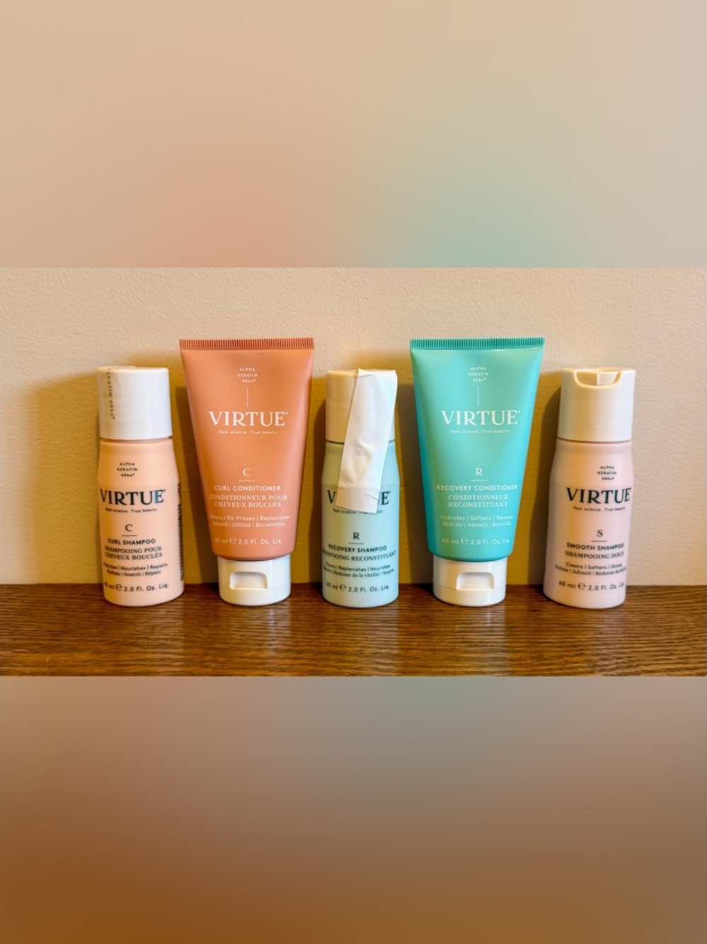 Virtue travel size shampoo and conditioner bundle